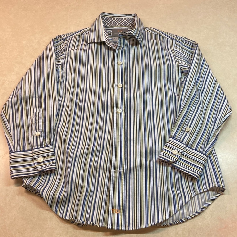 Thomas Dean Boys Pima Cotton Striped Button-up Dress/Casual Shirt Nordstrom NWOT